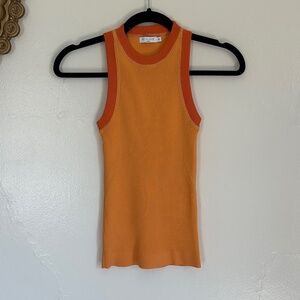 St. Cloud Label Ribbed Stretch Tank, Orange, Size XS